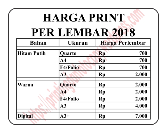 Harga Print Warna A4 Per Lembar 2018